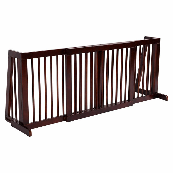 Folding Adjustable 3 Panel Wood Pet Dog Slide Gate Safety Fence Image 1