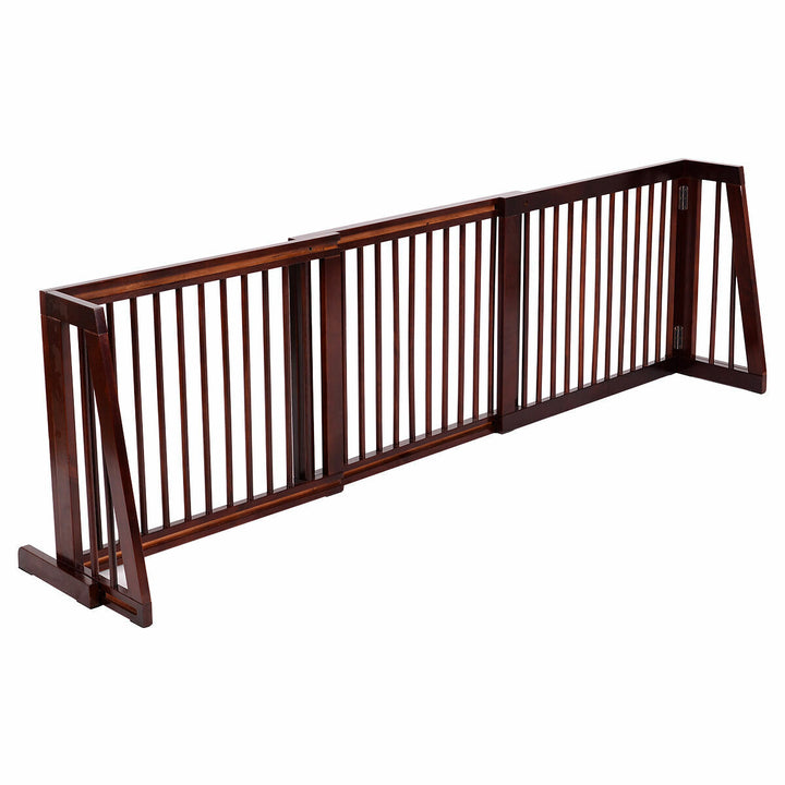 Folding Adjustable 3 Panel Wood Pet Dog Slide Gate Safety Fence Image 2