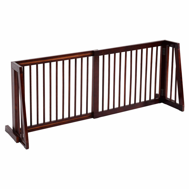 Folding Adjustable 3 Panel Wood Pet Dog Slide Gate Safety Fence Image 5