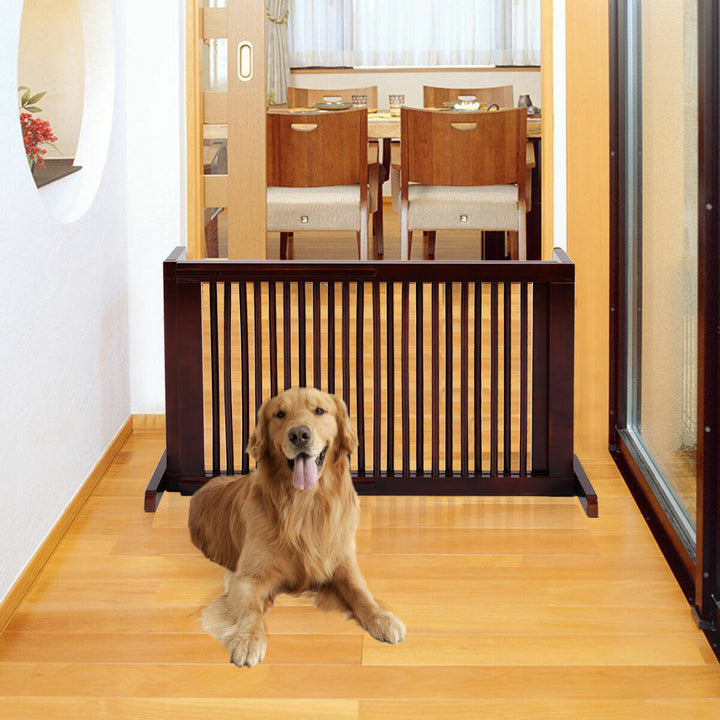 Folding Adjustable 3 Panel Wood Pet Dog Slide Gate Safety Fence Image 8