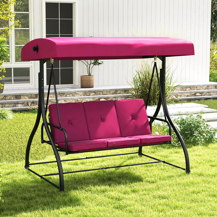 Converting Patio Swing Chair Porch Swing Bed w/Adjustable Canopy and Thickened Cushion Image 5