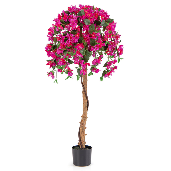 4.5FT Artificial Tree Azalea Artificial Tree w/ Plastic Pot for Indoor and Outdoor Image 1