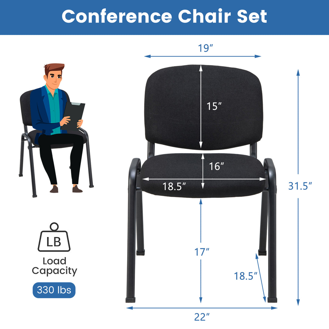 Set of 5 Stackable Mid Back Conference Guest Reception Chair Office Home Image 3