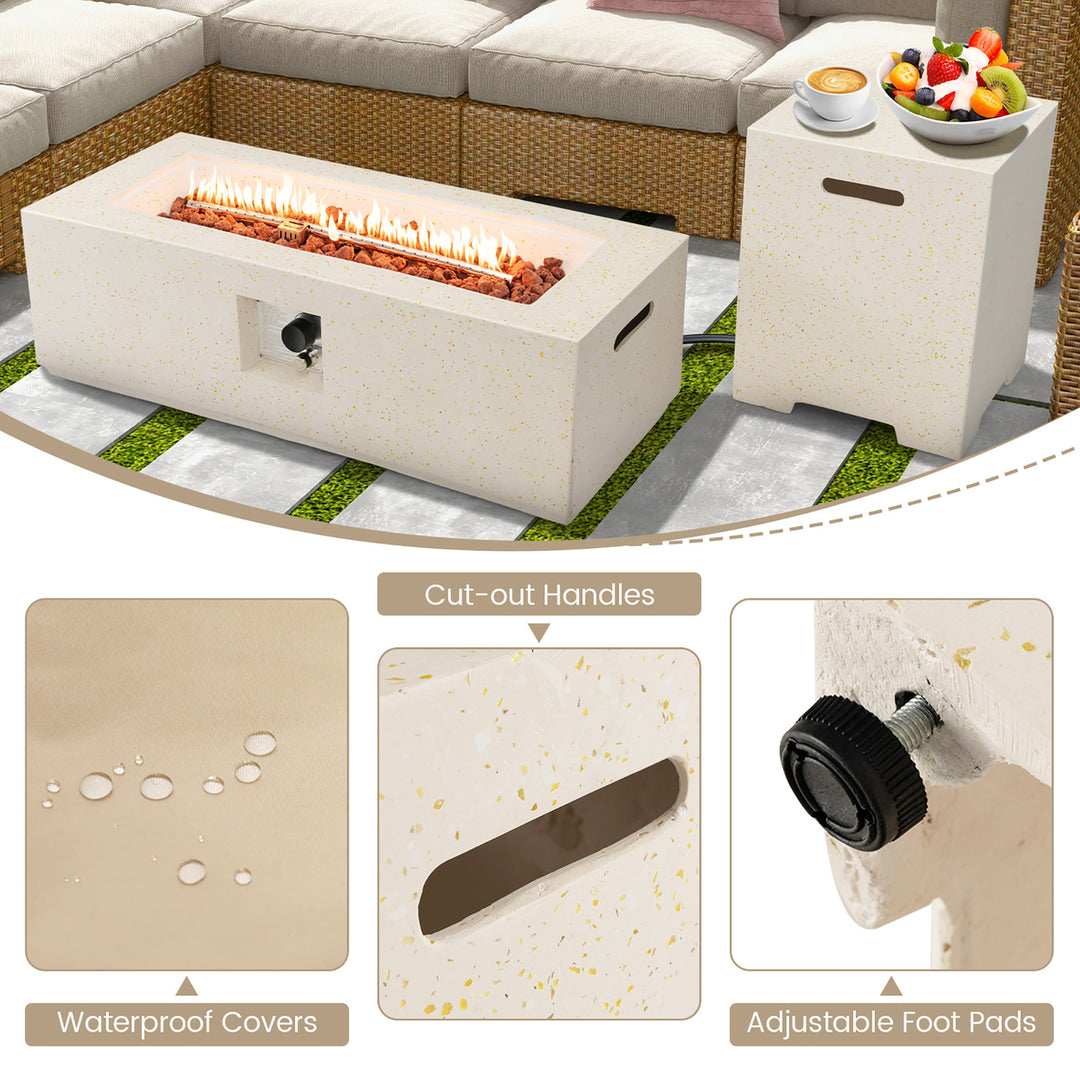 Patio Terrazzo Fire Pit Table 50,000 BTU w/ Hideaway Propane Tank Table and Cover Image 2