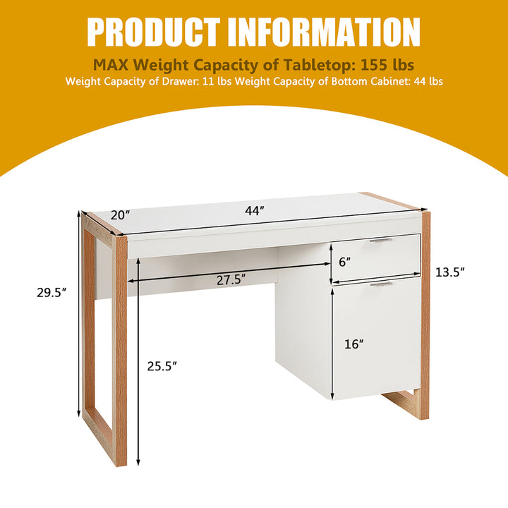 Modern Computer Desk Workstation Desk Home Office w/ Storage Cabinet Image 3