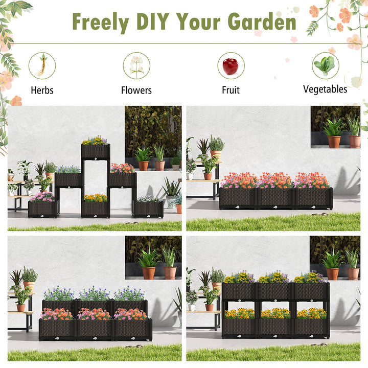 4 PCS Elevated Plastic Raised Garden Bed Planter Kit for Flower Vegetable Grow Image 7