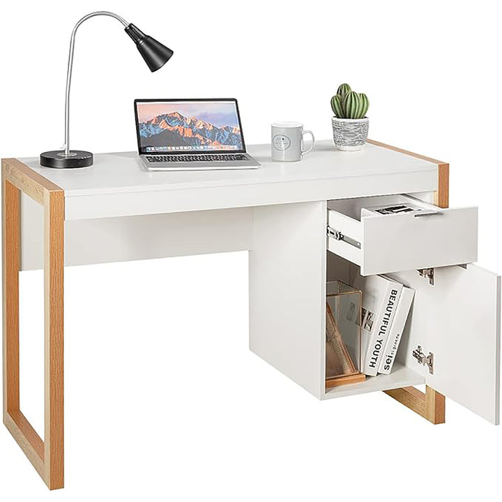 Modern Computer Desk Workstation Desk Home Office w/ Storage Cabinet Image 6