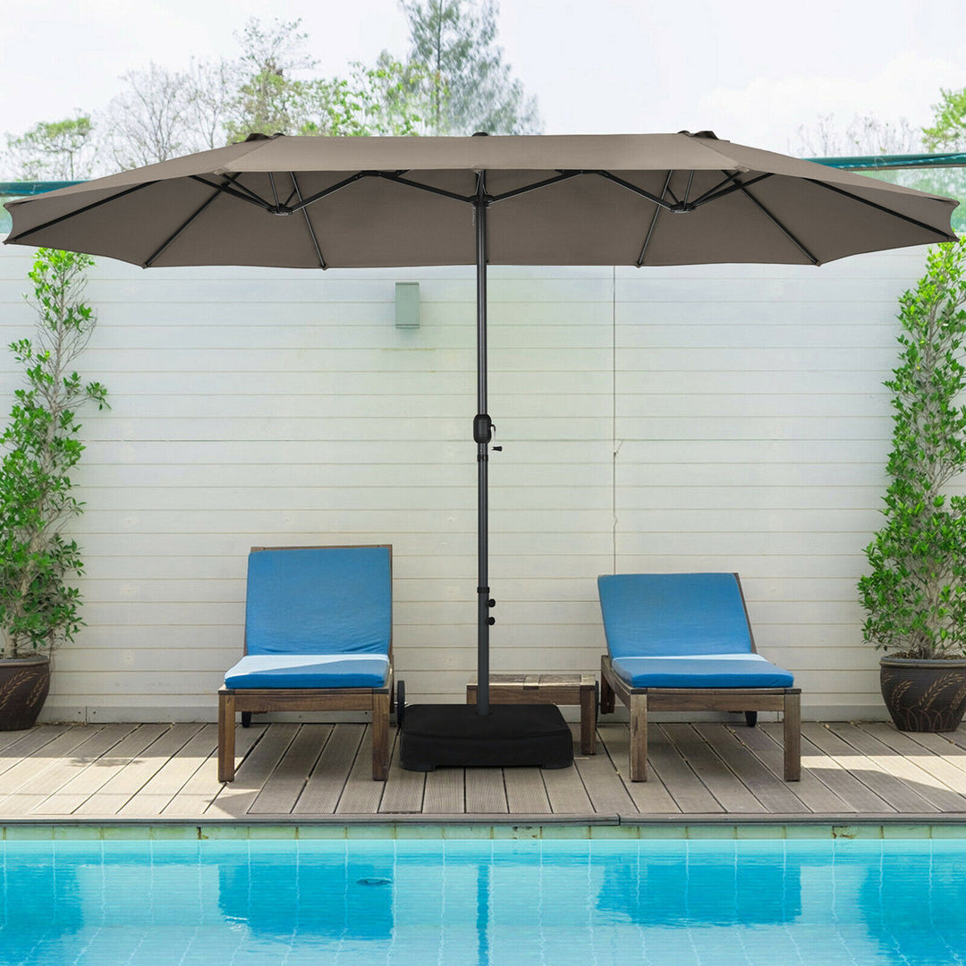 15 ft Double-Sided Patio Umbrella Market Twin Umbrella w/ Enhanced Base Image 8