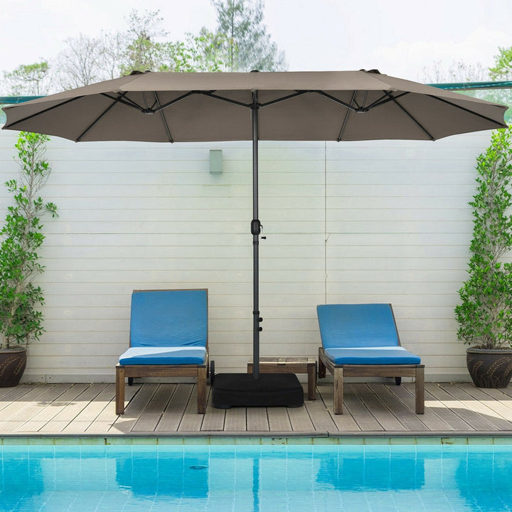 15 ft Double-Sided Patio Umbrella Market Twin Umbrella w/ Enhanced Base Image 1