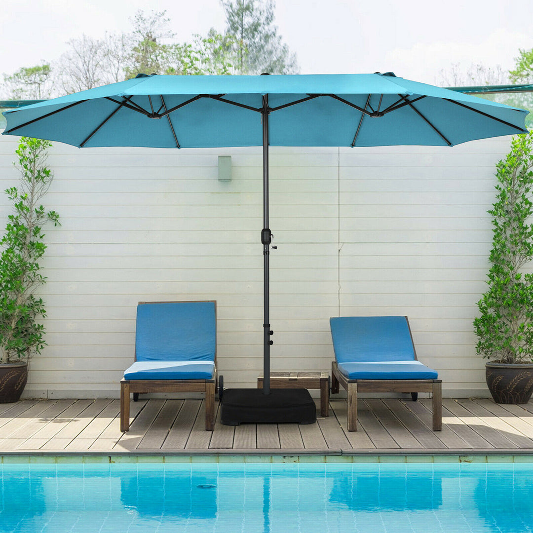 15 ft Double-Sided Patio Umbrella Market Twin Umbrella w/ Enhanced Base Image 10