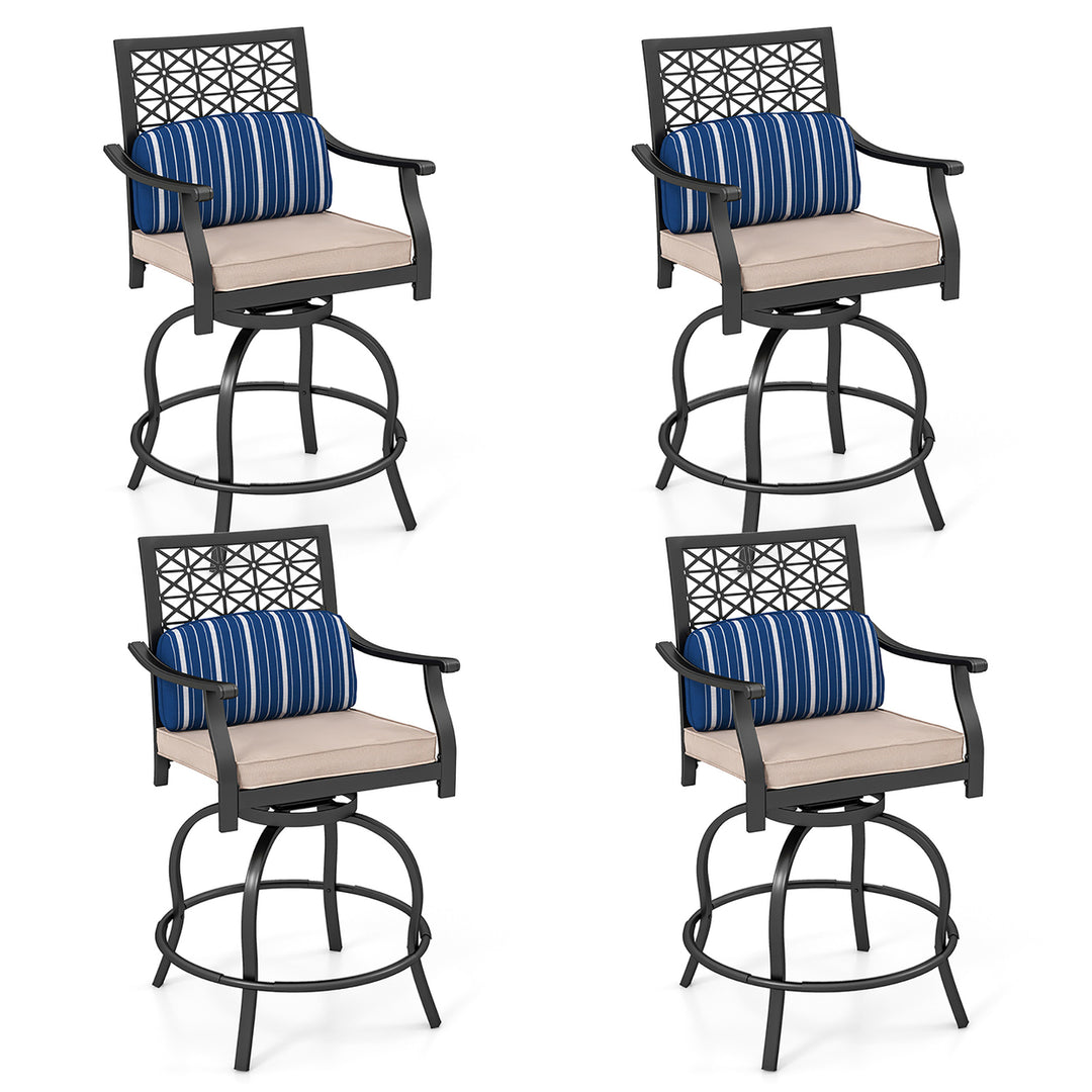 4 PCS Patio Swivel Bar Chairs Metal Counter Height Bar Stools w/ Gentle Rocking Image 1