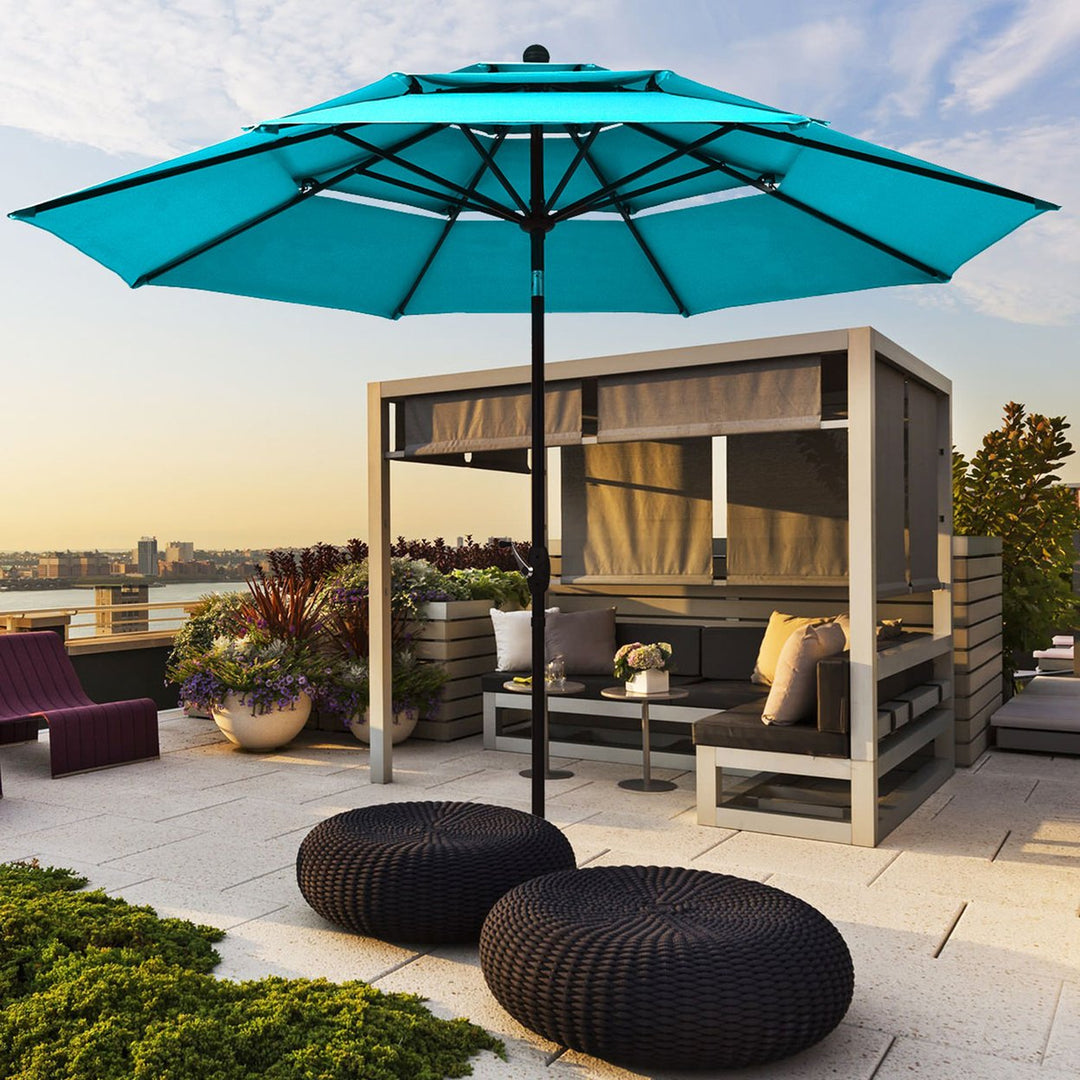 10ft 3 Tier Patio Market Umbrella Aluminum Sunshade Shelter Double Vented Image 1