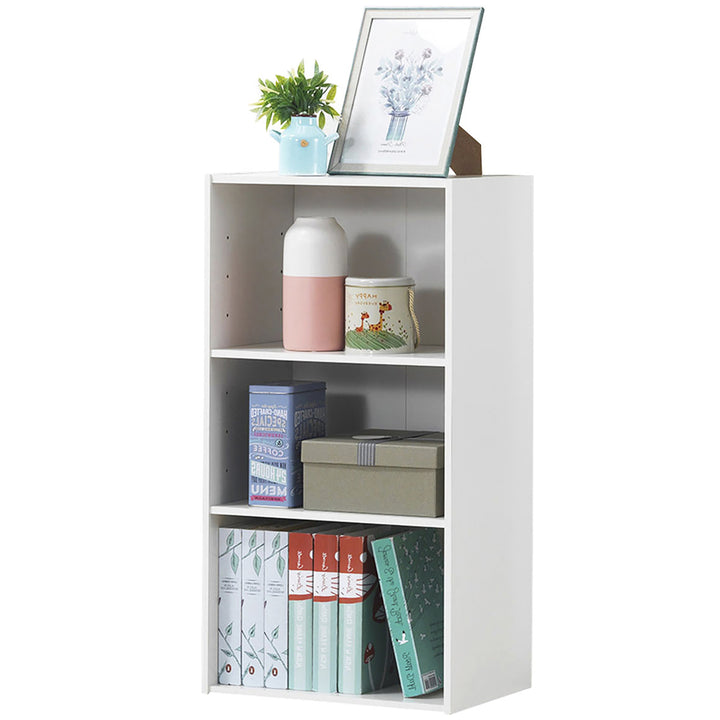 3 Tier Open Shelf Bookcase Multi-functional Storage Display Cabinet Furni White Image 1