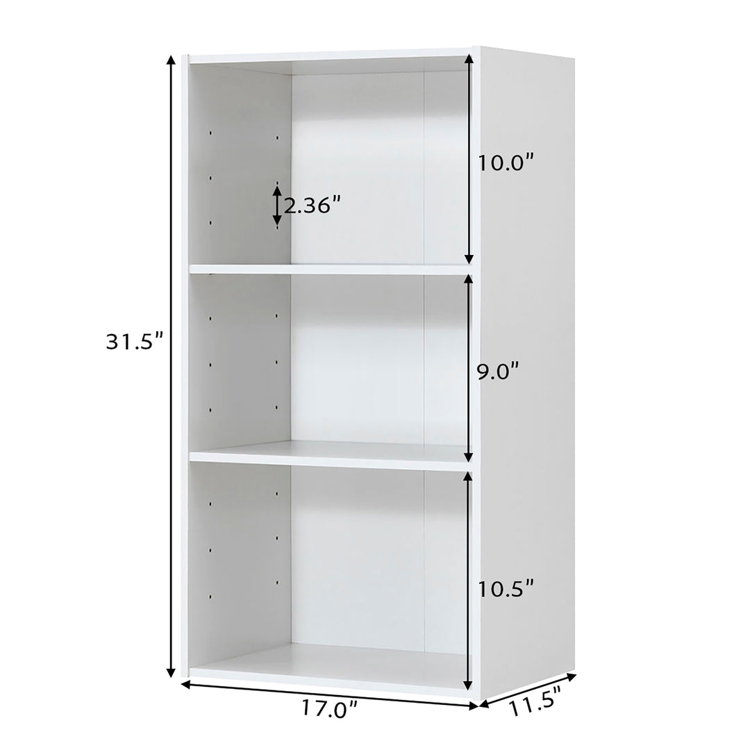 3 Tier Open Shelf Bookcase Multi-functional Storage Display Cabinet Furni White Image 3