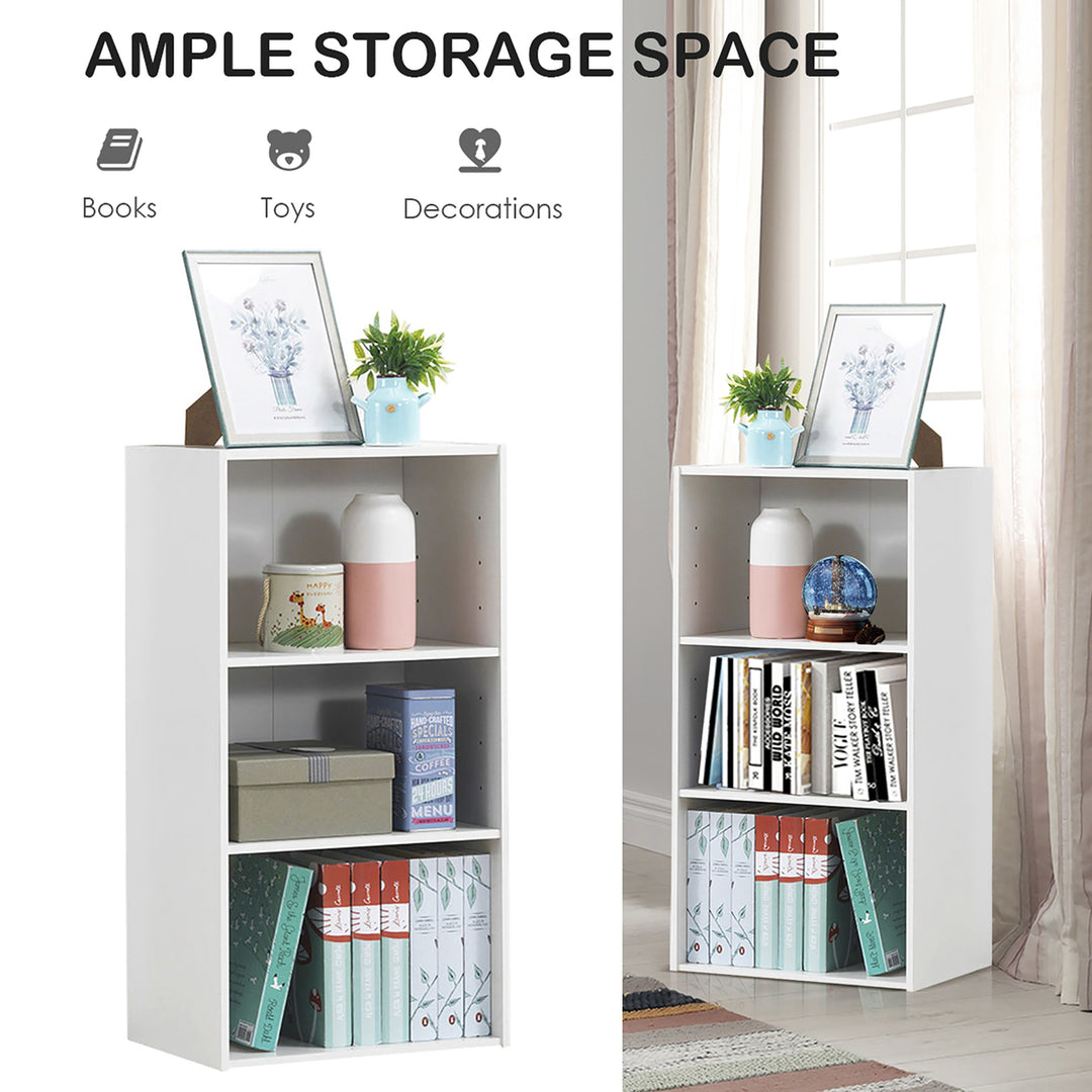 3 Tier Open Shelf Bookcase Multi-functional Storage Display Cabinet Furni White Image 9