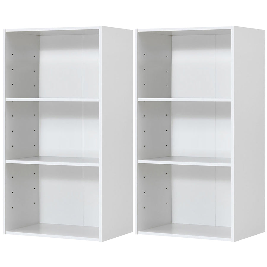 2 PCS 3 Tier Open Shelf Bookcase Multi-functional Storage Display Cabinet White Image 1