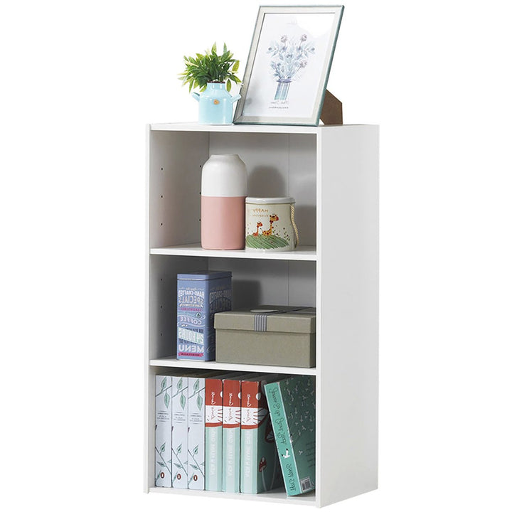 2 PCS 3 Tier Open Shelf Bookcase Multi-functional Storage Display Cabinet White Image 10