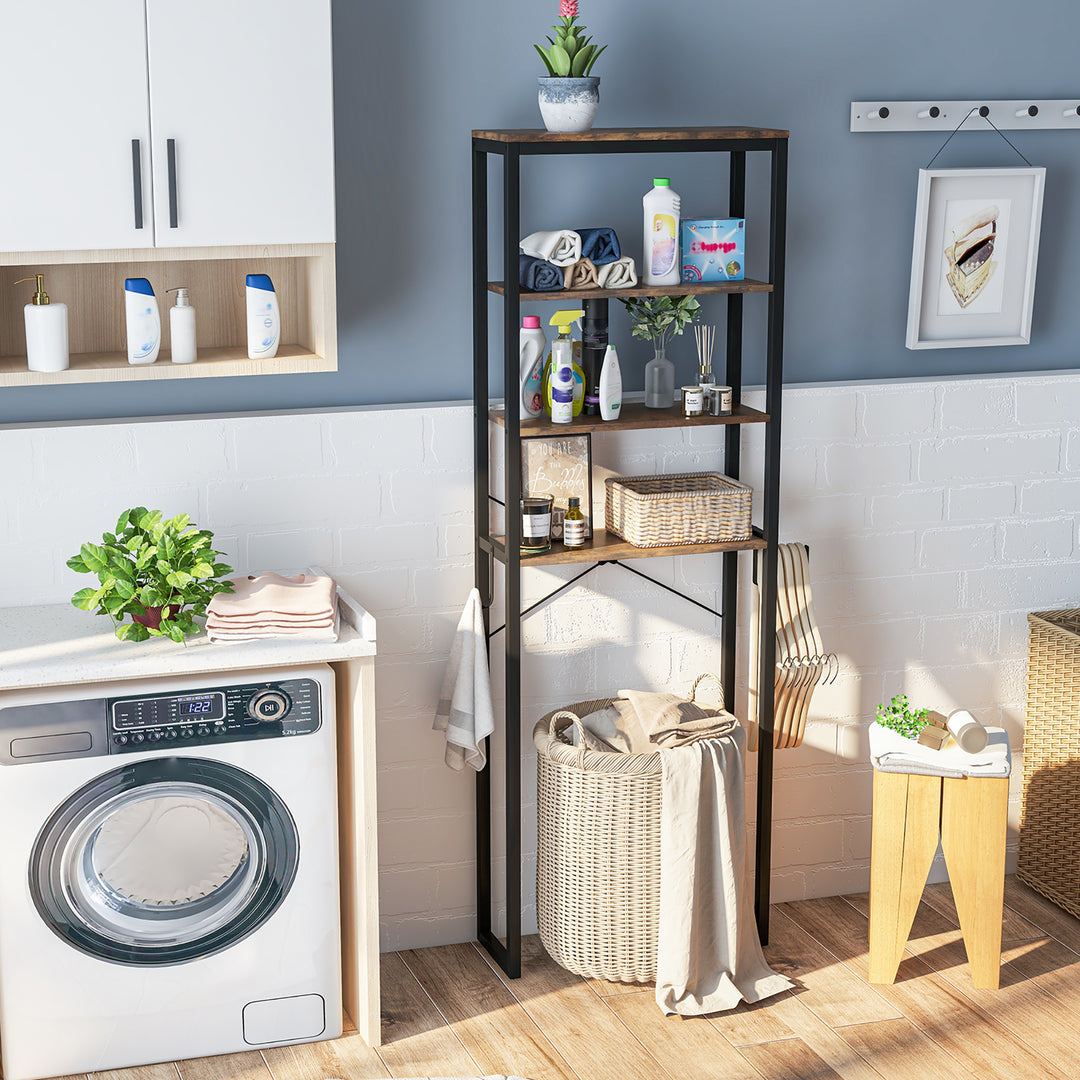 Over The Toilet Storage 4-Tier Industrial Over-the-Toilet Space Saver Storage Rack Rustic Brown Image 5