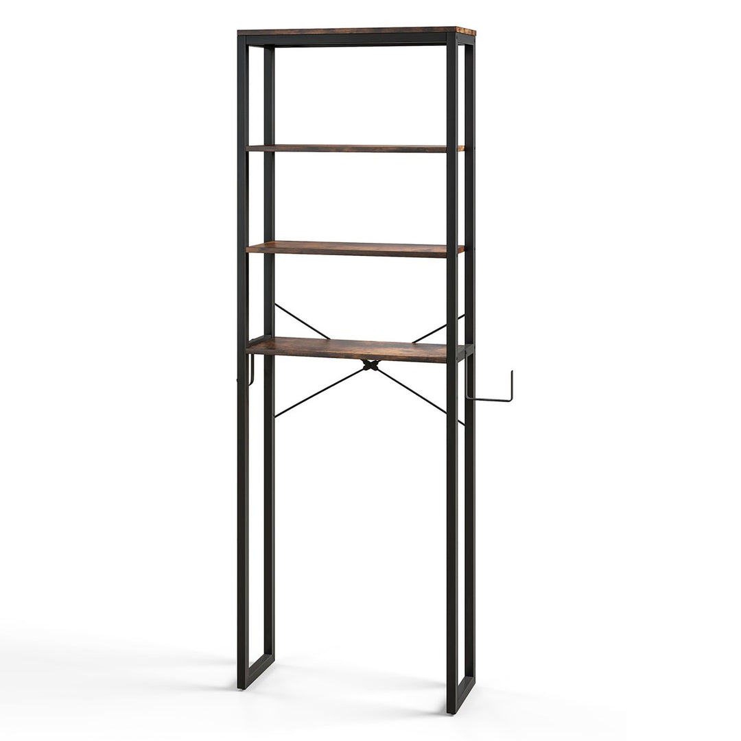 Over The Toilet Storage 4-Tier Industrial Over-the-Toilet Space Saver Storage Rack Rustic Brown Image 7