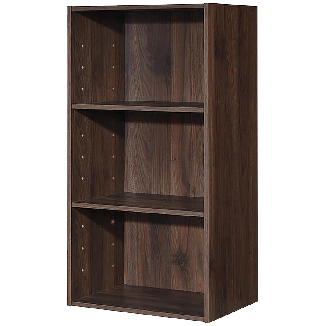 3 Open Shelf Bookcase Modern Multi-functional Storage Display Cabinet Walnut Image 10