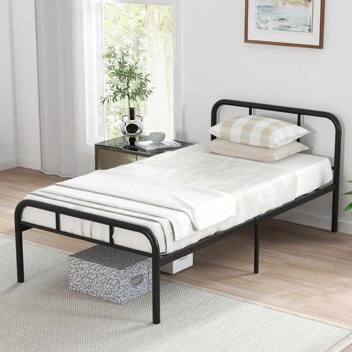 Twin Bed Frame Metal Platform Bed Base w/ Headboard and Footboard Under Bed Storage Image 2