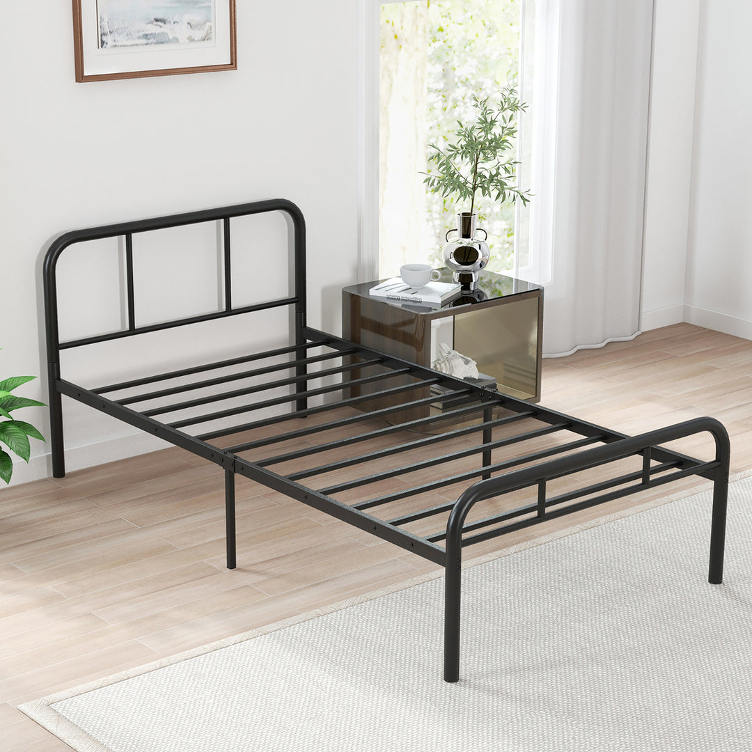 Twin Bed Frame Metal Platform Bed Base w/ Headboard and Footboard Under Bed Storage Image 8