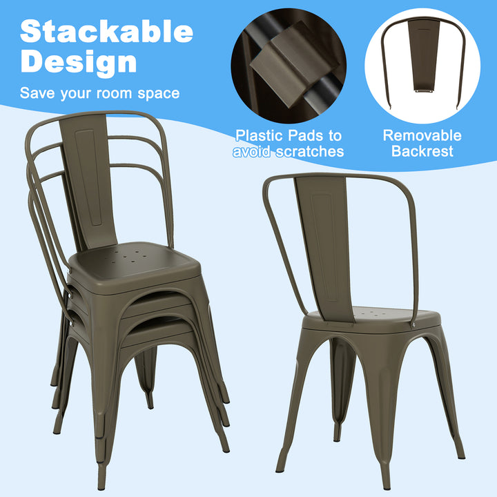 18 Metal Dining Chair High Back Bar Stools Set of 4 w/ X-shaped Frame Breathable Holes Image 8