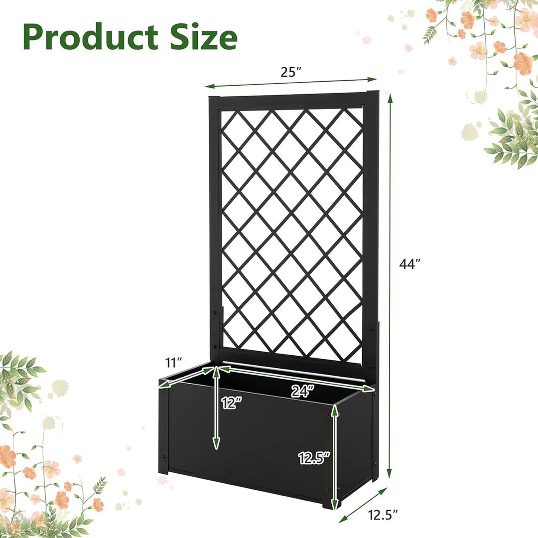 2 PCS Raised Garden Bed with Trellis Metal Planter Box for Climbing Plants Image 3