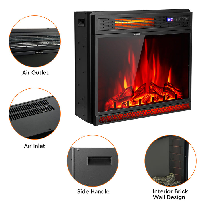 25 Electric Fireplace Recessed 900/1350W Fireplace Heater w/ Remote Control Image 5