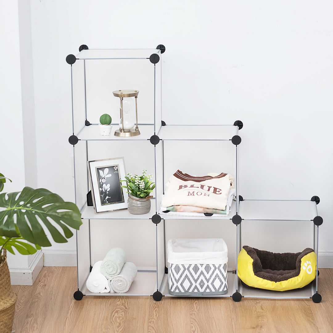 6 Cube Storage Organizer Plastic Organizer Units w/ Steel Frame Image 5