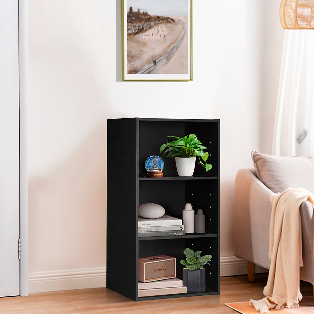 2 PCS 3 Tier Open Shelf Bookcase Multi-functional Storage Display Cabinet Black Image 4