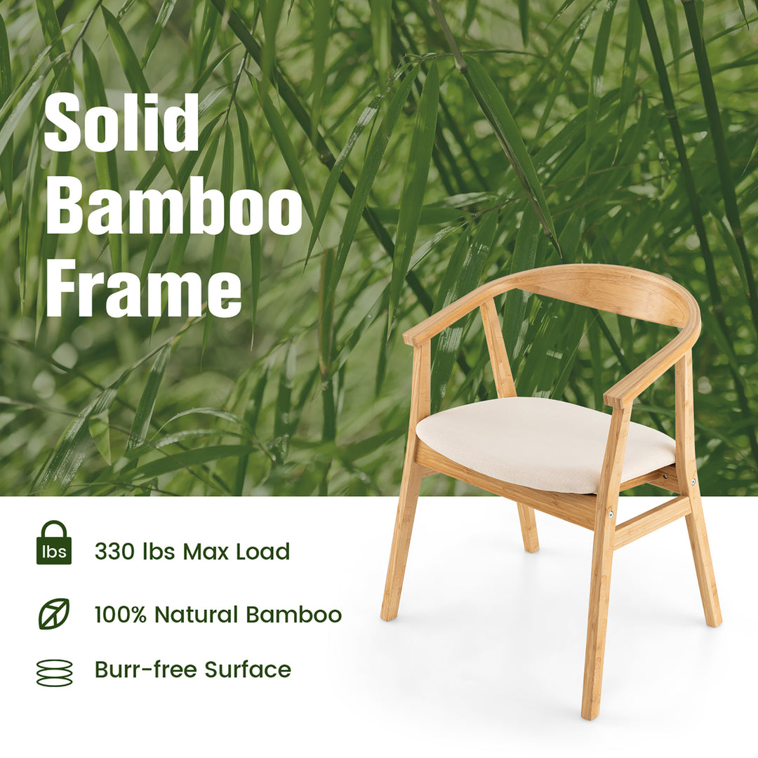 Leisure Bamboo Armchair Modern Accent Chair w/ Curved Back and Bamboo Structure Image 8