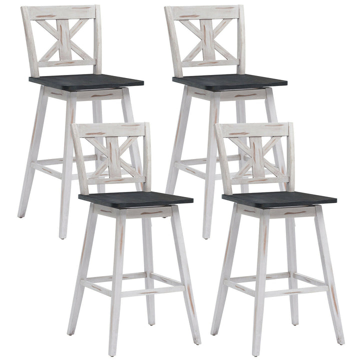 4PCS Swivel Bar Stools 29 Counter Height Chairs w/ Footrest Image 4