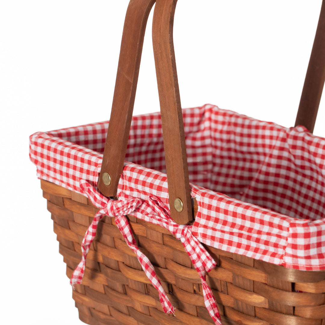 Double Handle Woodchip Basket with Liner Picnic Toy Organizer 7.6x12.5x6.2 Inches Image 8