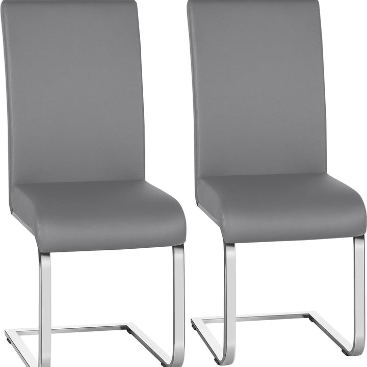 Yaheetech 2PCS Dining Room Chairs High Back Dining Chairs with Leather Surface and Metal Legs Kitchen Wedding Louge, Set Image 1