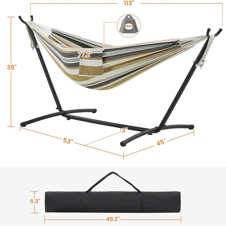 Yaheetech Double Hammock w/Stand, 2-People Hammock and Stand Set w/Storage Bag and Carrying Bag, Outdoor/Indoor Image 3