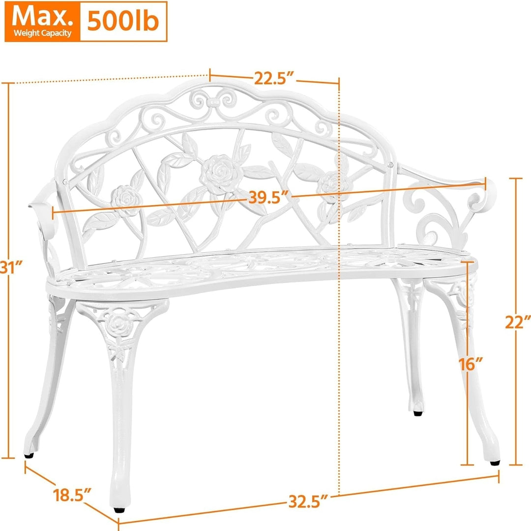 Yaheetech Patio Garden Bench Park Bench Outdoor Benches, Aluminium Patio Yard Bench for Outdoor Porch, Lawn, Balcony, Image 3