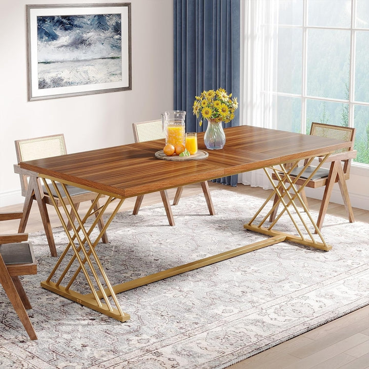 Tribesigns 63-Inch Industrial Dining Table Gold Metal Frame for 4-6 People Image 3