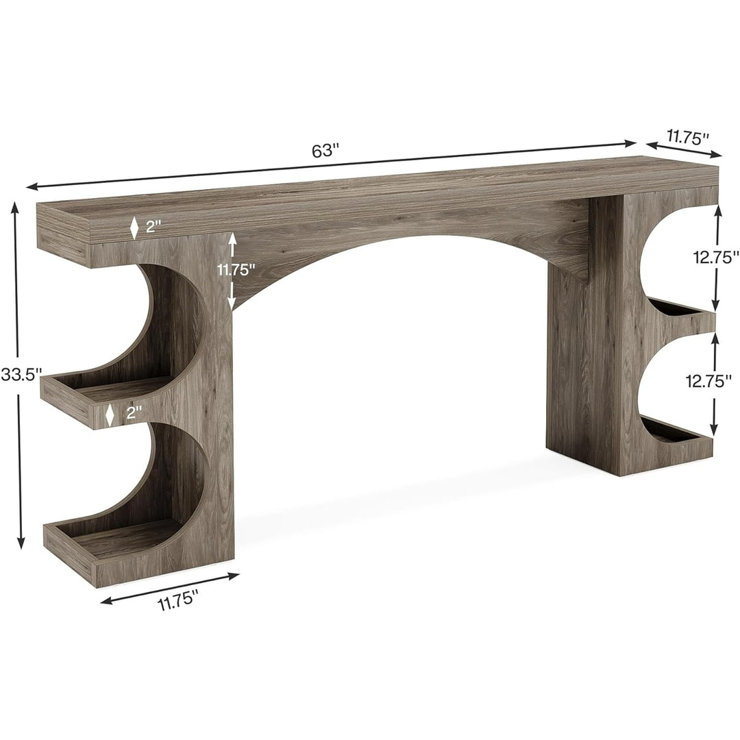 Tribesigns 63 Inch Console Table Dark Grey Narrow Sofa Table with Storage Shelves Image 6