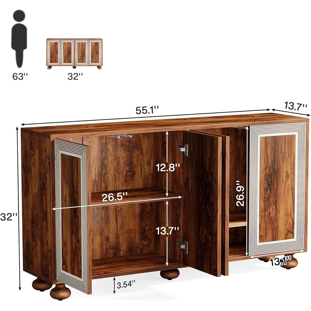 Tribesigns Sideboard Buffet Cabinet with Storage, 55 Inch Accent Cabinet with Doors,Adjustable Shelves and Solid Wood Image 6