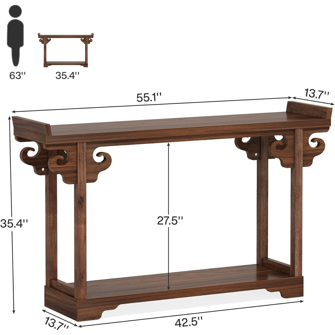 Tribesigns 55 Inches Farmhouse and Vintage Console Table, with 2-Tier Storage, Narrow Long Sofa Table Behind Couch for Image 6