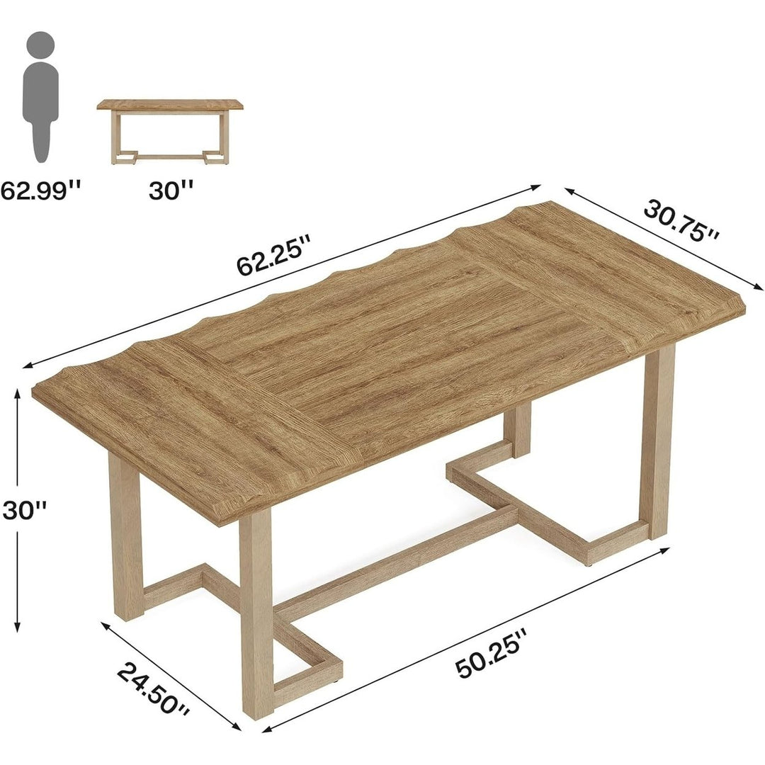 Tribesigns Rectangular Dining Table Solid Wood Legs Adjustable Height 63 Inch Image 5