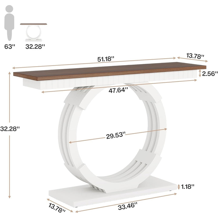 Tribesigns 51-Inch Modern Console Table with Metal Geometric Base, White Narrow Entryway Sofa Table for Living Room, Image 6