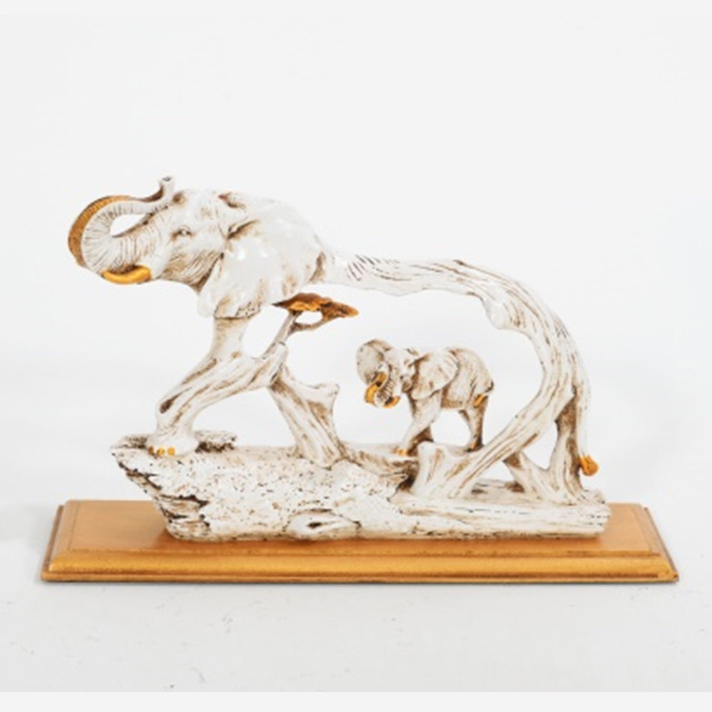 BBH Homes Eco-Friendly Vintage Resin Elephant Sculpture White Gold 10"x7"x3" Image 1