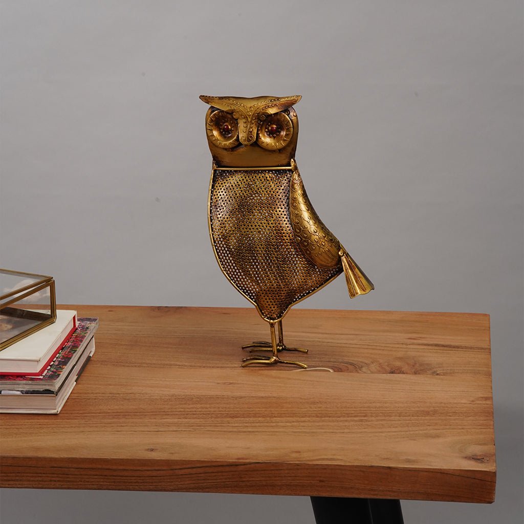 BBH Homes Antique Gold Owl Tea Light Candle Holder Large 13x7 Small 10x5 Eco-Friendly Image 3