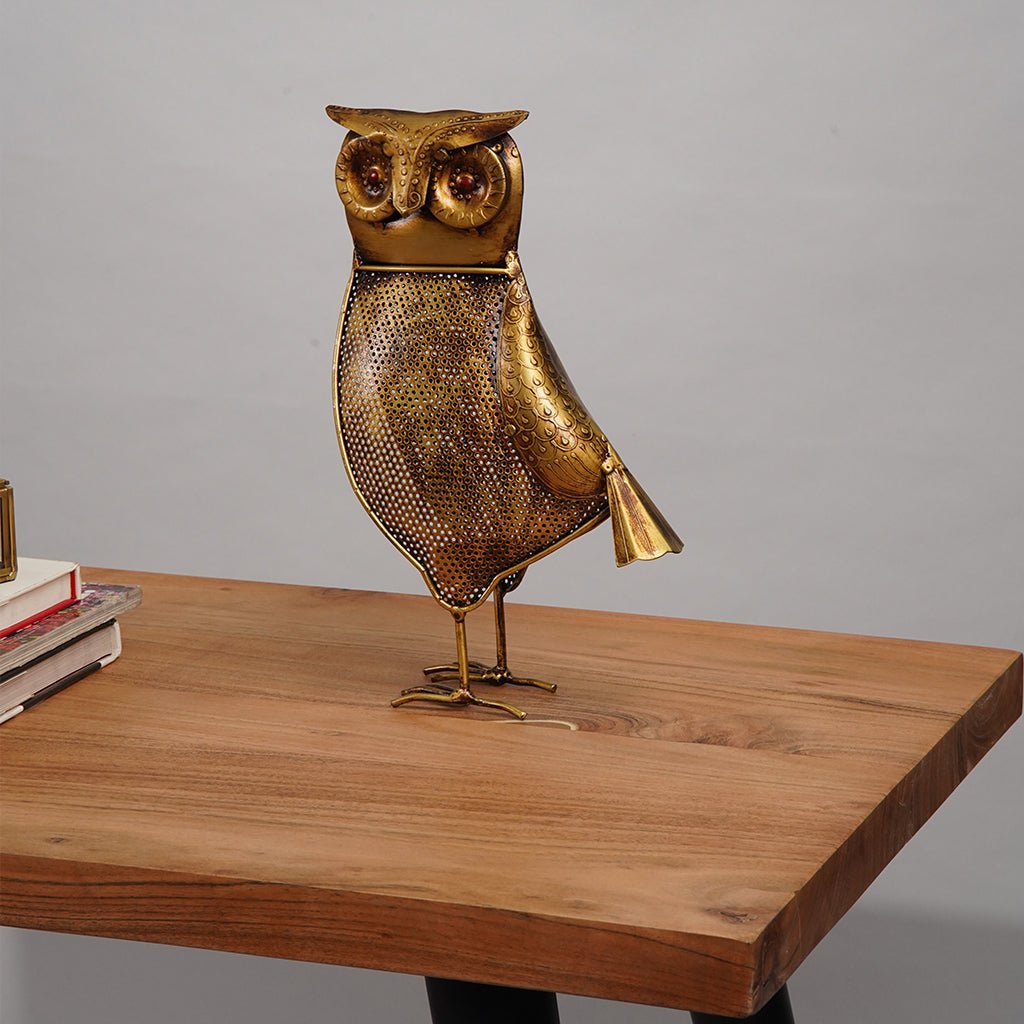 BBH Homes Antique Gold Owl Tea Light Candle Holder Large 13x7 Small 10x5 Eco-Friendly Image 4