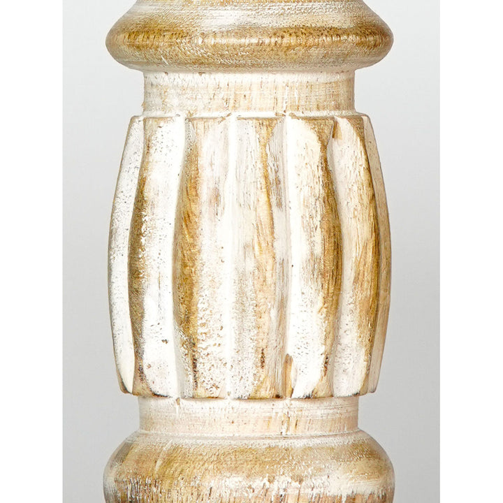 Antique White Handmade Mango Wood Set of 5 Pillar Candle Holders Eco-Friendly Image 5