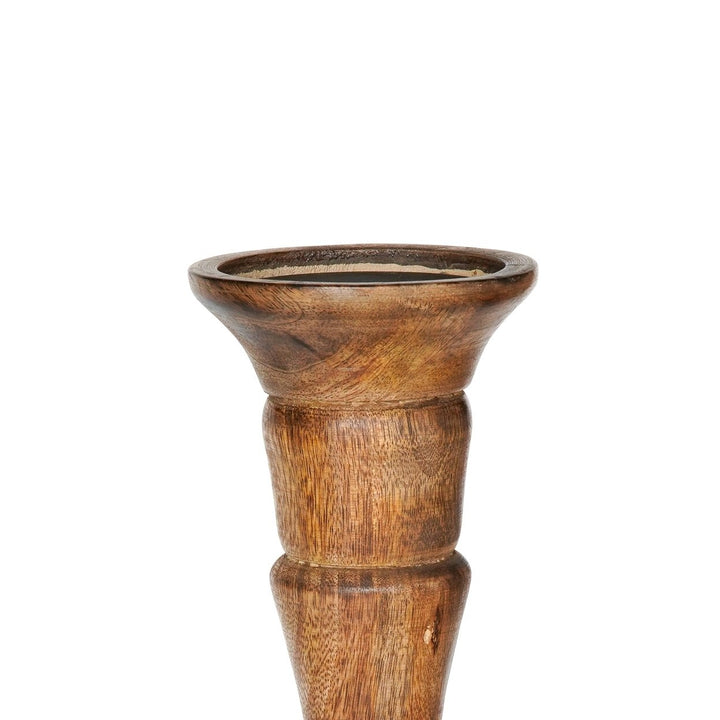 Mango Wood Medium Burnt Set of 7 Handmade Eco-Friendly Pillar Candle Holders Image 5