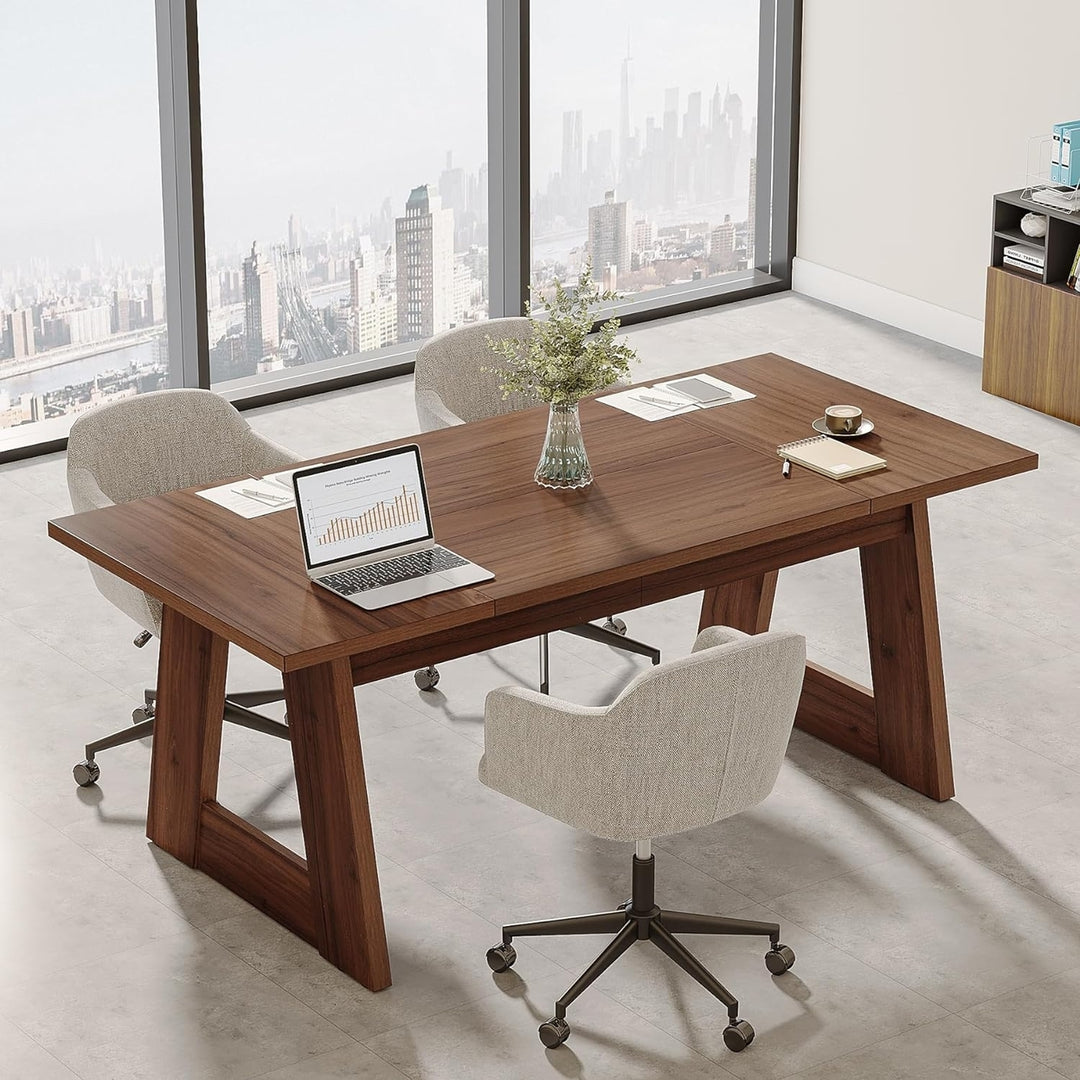 Tribesigns 63-Inch Modern Executive Desk MDF Wood Workstation Home Office Image 2