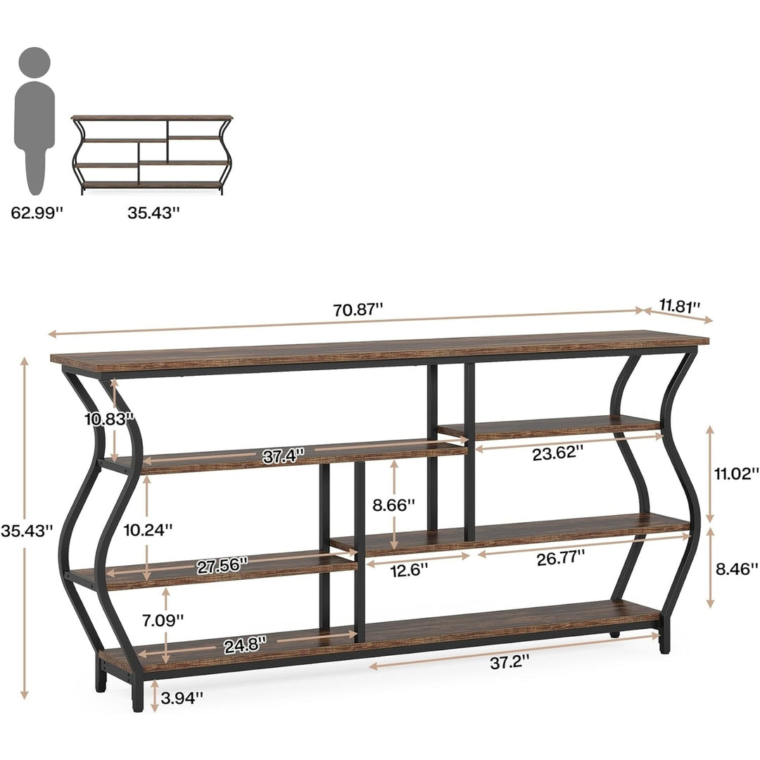 Tribesigns Extra Long Console Table, Modern Industrial Narrow Sofa Table, with Open Storage Shelves for Living Room Image 6